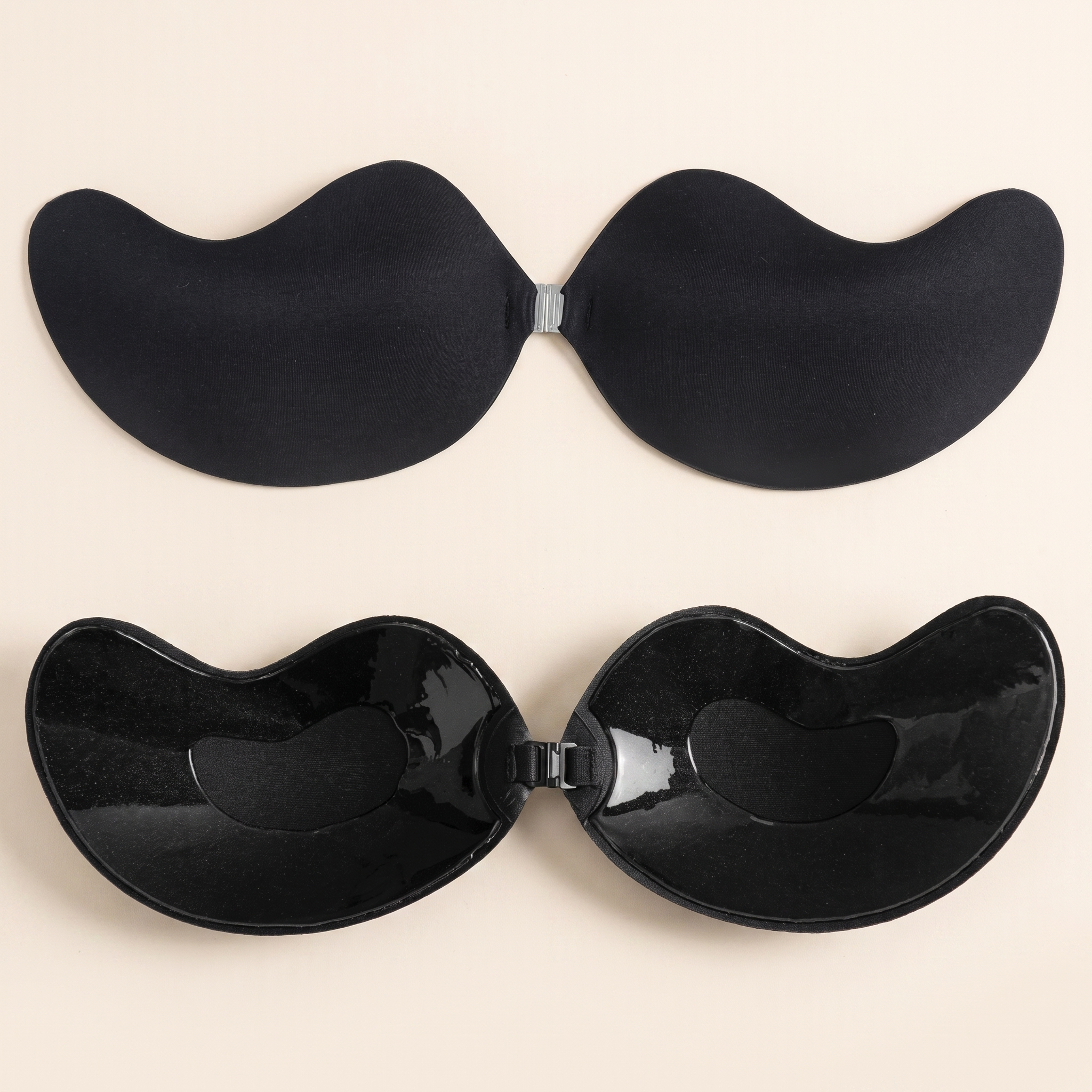 Invisible push-up silicone bra in Black - front and inner adhesive side