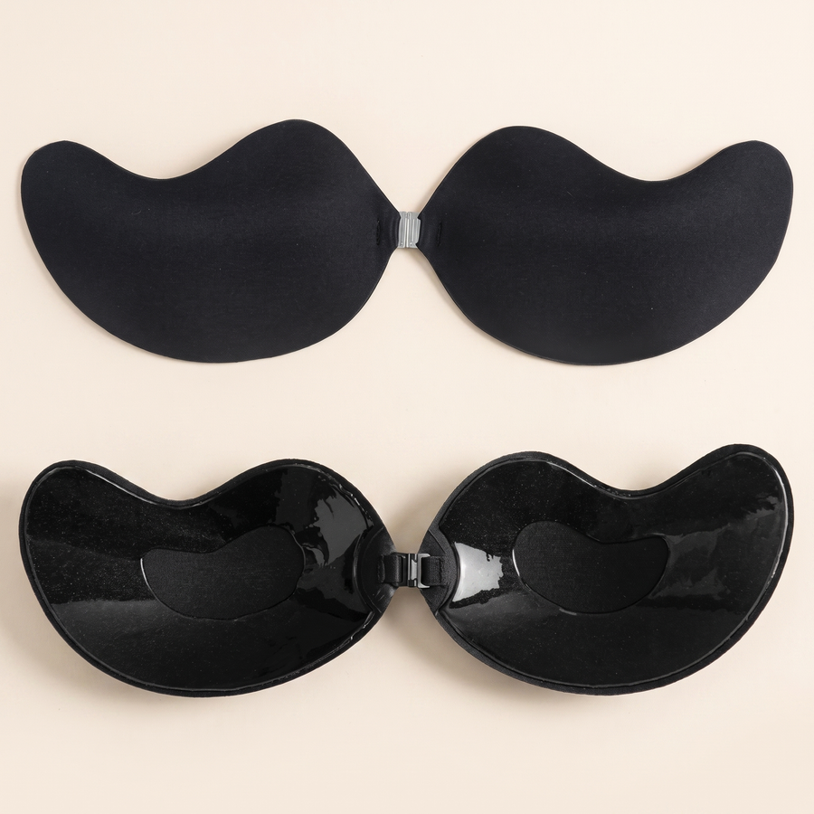 Invisible push-up silicone bra in Black - front and inner adhesive side