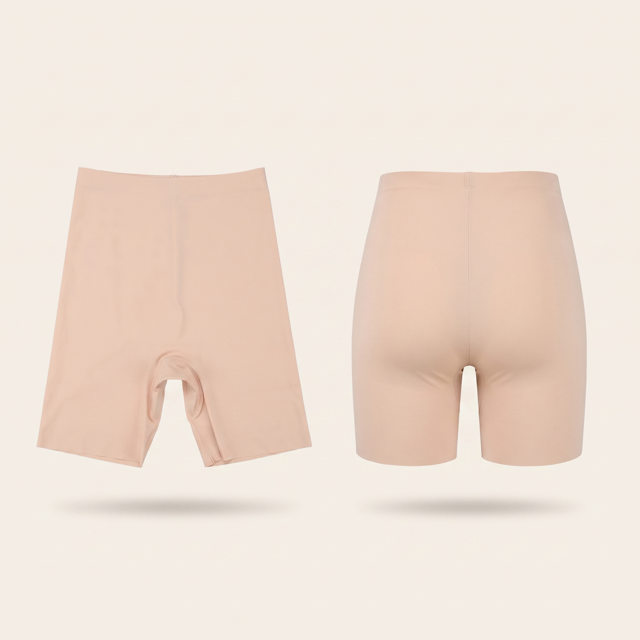High waist anti-chafing slip shorts in Beige - front and back