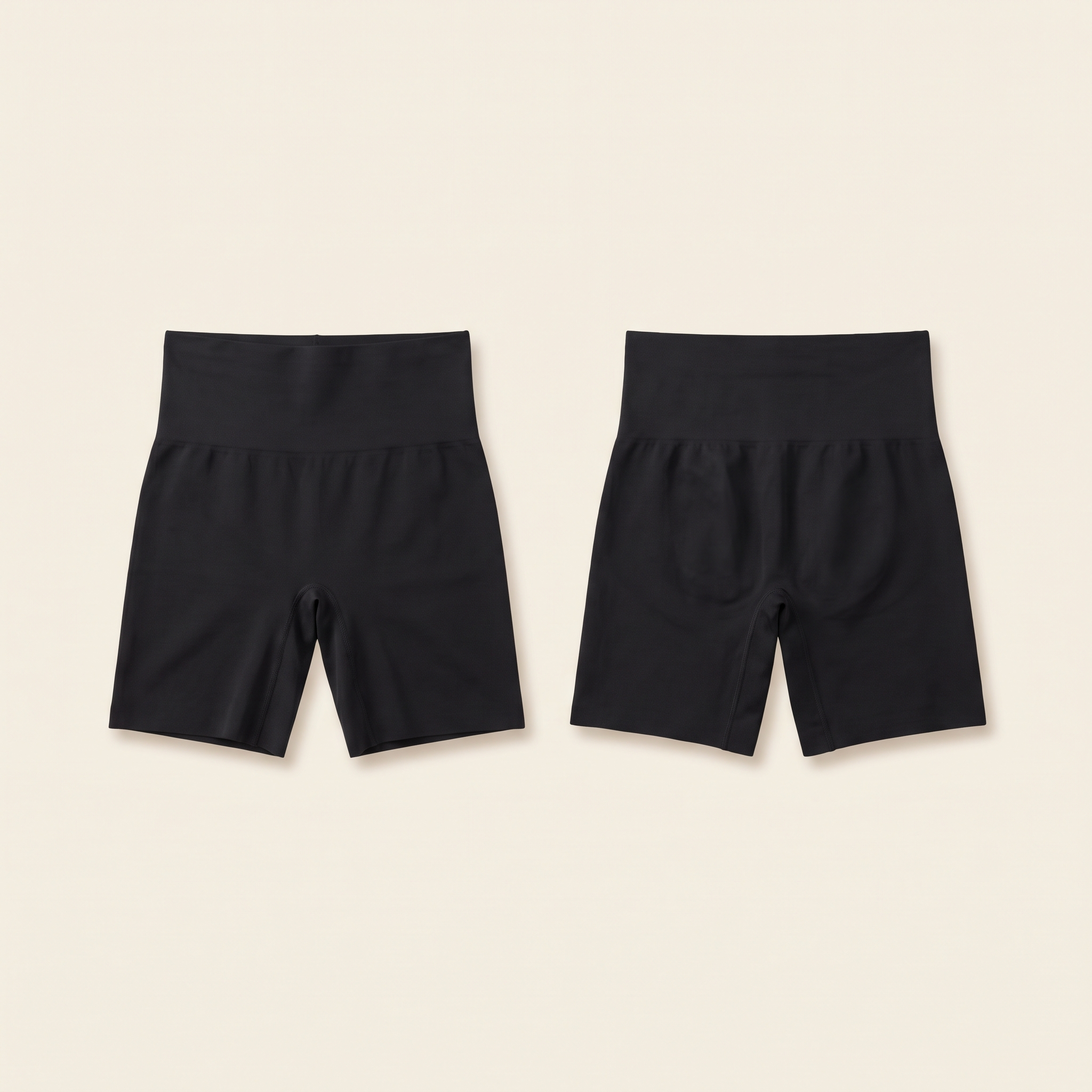 High waist anti-chafing shapewear shorts in Black - front and back