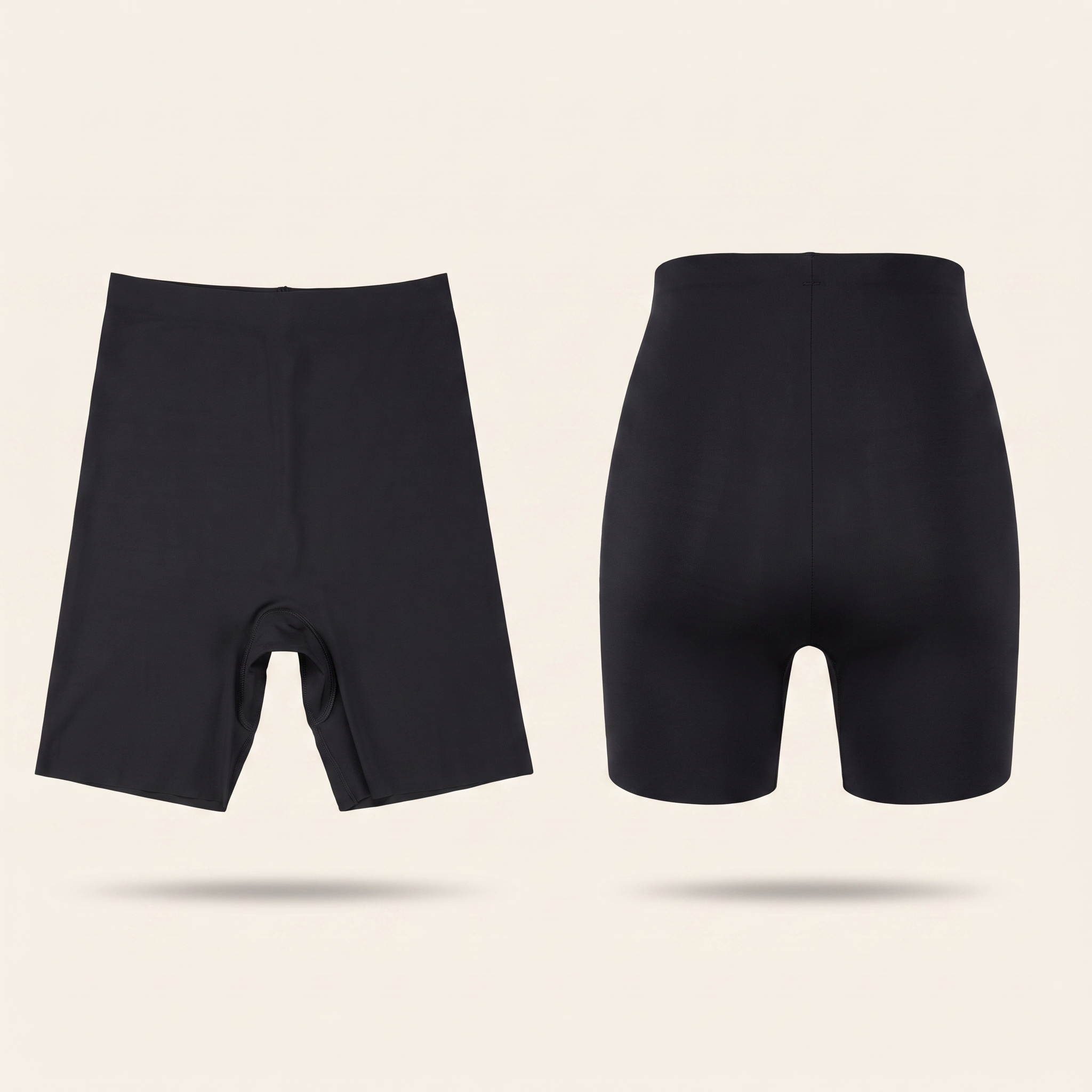 High waist anti-chafing slip shorts in Black - front and back