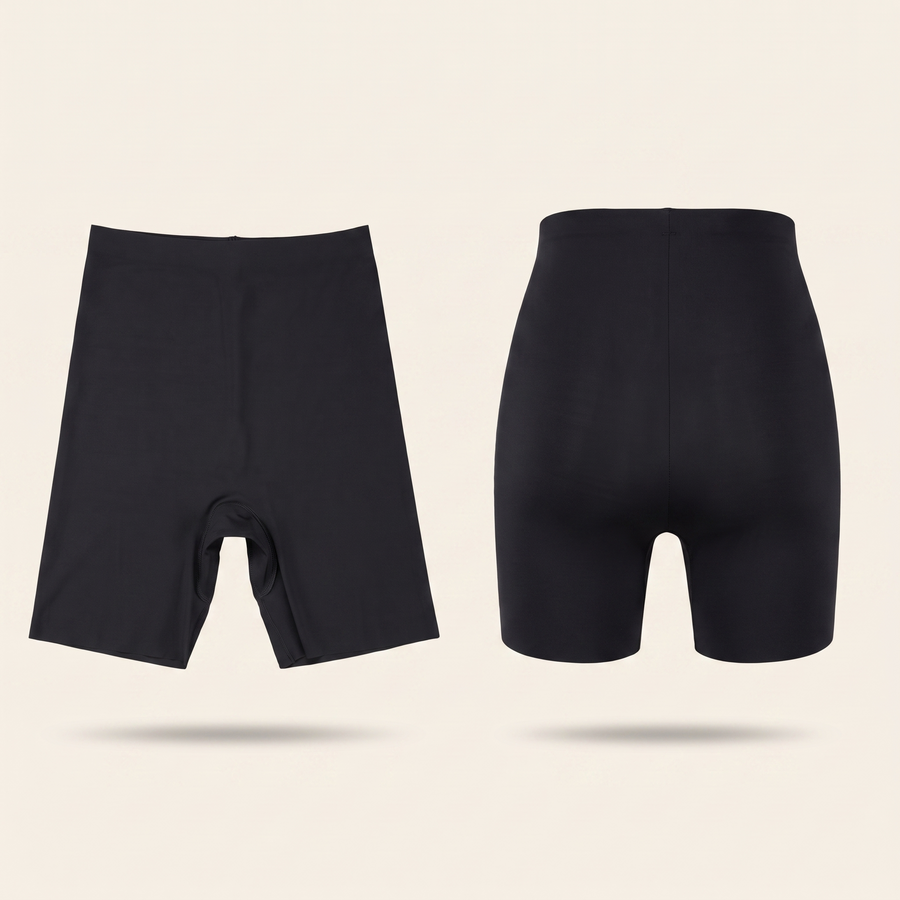 High waist anti-chafing slip shorts in Black - front and back