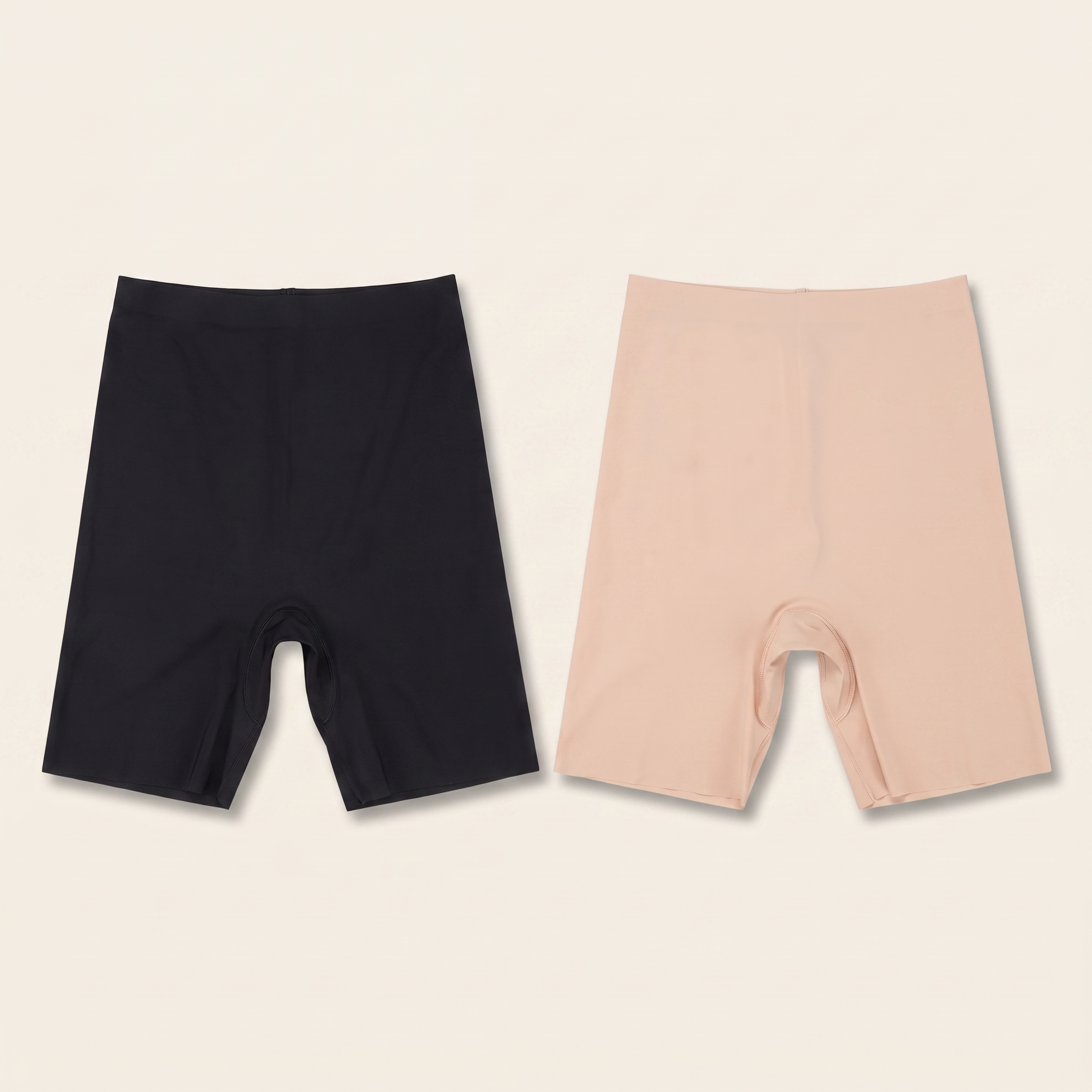 High waist anti-chafing slip shorts - 2-piece set, one black and one beige